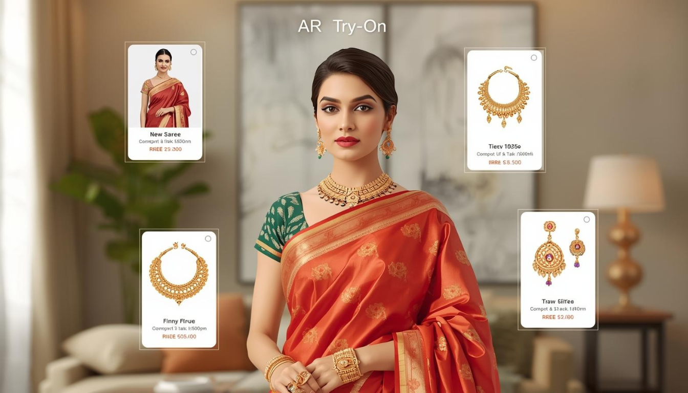Virtual stylist example showing AI-generated jewelry try-on